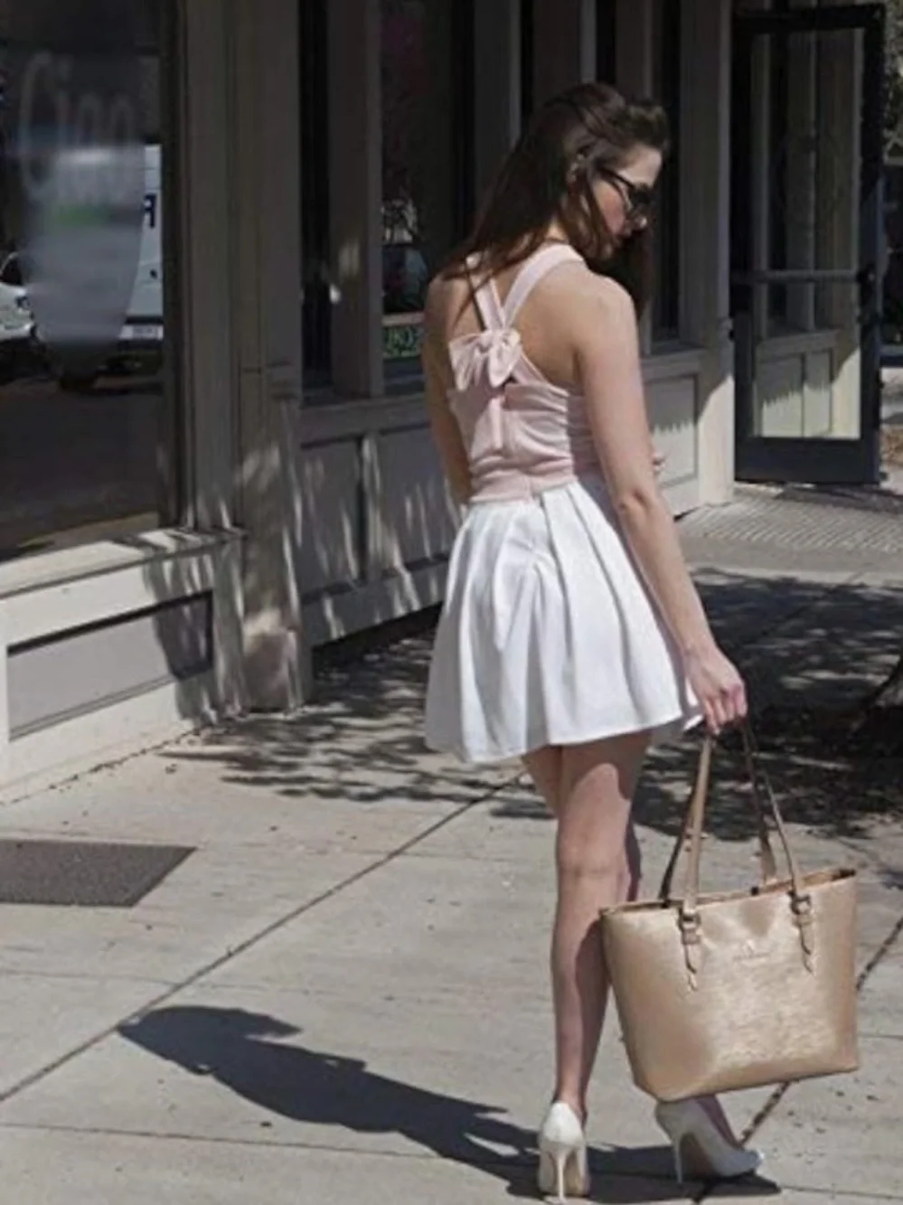 Aubry Lane Joelle Womens Structured Textured Metallic Tan Leather Tote Bag Purse